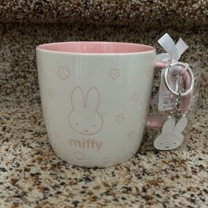 BNWT Miffy Pink and White Mug with Keychain